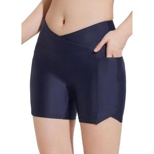 imagebaleaf Womens 5quot Swim Shorts Bottoms Cross Waist Tummy Control Quick Dry UPF50 Bathing Suit with Liner Pockets