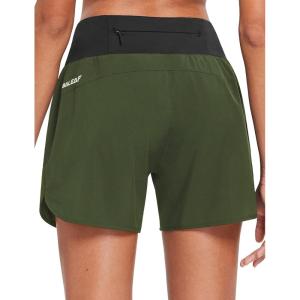imagebaleaf Womens 5quot Workout Shorts Gym Running Shorts Athletic with Liner High Waistband Quick Dry Sports Zipper PocketsArmy Green