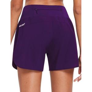 imagebaleaf Womens 5quot Workout Shorts Gym Running Shorts Athletic with Liner High Waistband Quick Dry Sports Zipper PocketsPurple