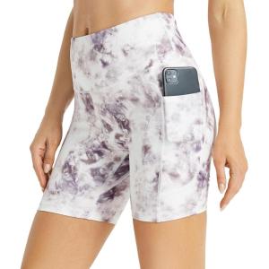 imagebaleaf Womens 6quot8quot High Waisted Biker Shorts with Pockets for Gym Workout Yoga Running AthleticPurple Smoke