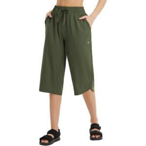 imagebaleaf Womens Capri Pants Wide Leg Plus Size UPF50 Lightweight Quick Dry Pants Casual Loose Sweatpants Hiking Walking17  Dark Army Green