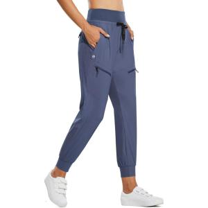 imagebaleaf Womens Joggers Lightweight Hiking Pants High Waist 5 Zipper Pockets Quick Dry Travel Athletic UPF50Blue 255 Inseam