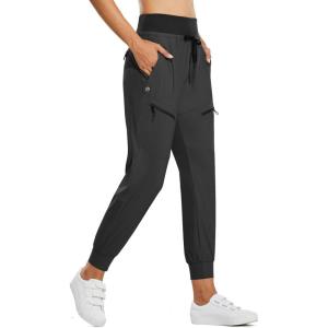 imagebaleaf Womens Joggers Lightweight Hiking Pants High Waist 5 Zipper Pockets Quick Dry Travel Athletic UPF50Dark Gray 255 Inseam