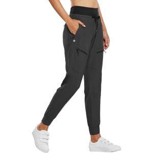 imagebaleaf Womens Joggers Lightweight Hiking Pants High Waist 5 Zipper Pockets Quick Dry Travel Athletic UPF50Dark Gray 28 Inseam