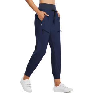 imagebaleaf Womens Joggers Lightweight Hiking Pants High Waist 5 Zipper Pockets Quick Dry Travel Athletic UPF50Navy Blue 255 Inseam