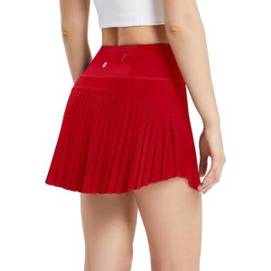 imagebaleaf Womens Pleated Tennis Skirt Golf Skorts for Woman High Waisted Lightweight Athletic Shorts PocketsRed