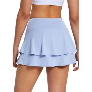 imagebaleaf Womens Pleated Tennis Skirts Athletic Golf Skorts for Women with Pockets Shorts High Waisted Workout Layered RuffleBlue