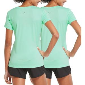 imagebaleaf Womens Short Sleeve Running Workout Shirts Athletic Tops Lightweight Quick Dry Training Yoga CrewneckAqua2 Pack