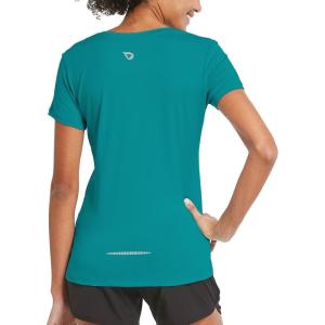 imagebaleaf Womens Short Sleeve Running Workout Shirts Athletic Tops Lightweight Quick Dry Training Yoga CrewneckTeal