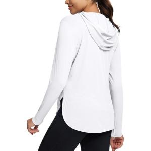 imagebaleaf Womens UPF 50 Sun Shirt with Hoodie SPF Long Sleeve UV Protection Clothing Hiking Fishing Outdoor LightweightWhite