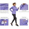 imageBALEAF Womens Fleece Bodyfit FullZip Pocketed Collared Long Sleeved Running ampamp Track Jacket with Thumb Holes Heather Purple Size M