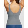 imagebaleaf Freeleaf Womens Longline Sports Bra Molded Cup Workout Tank Yoga Tops Built in Bra Athletic CamisoleDark Gray