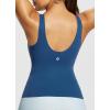 imagebaleaf Freeleaf Womens Longline Sports Bra Molded Cup Workout Tank Yoga Tops Built in Bra Athletic CamisoleGibraltar Sea