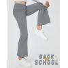 imagebaleaf Girls Flare Leggings Yoga Dance Pants Kids Bell Bottoms School Preppy Teen High Waist Pockets AthleticGrey