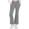 imagebaleaf Girls Flare Leggings Yoga Dance Pants Kids Bell Bottoms School Preppy Teen High Waist Pockets AthleticGrey