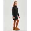 imagebaleaf Girls Fleece Dress Thermal Pullover Long Polar Tunic Sweatshirt Quarter Zip Winter Outfits PocketBlack