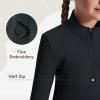 imagebaleaf Girls Fleece Long Sleeve Shirts Fall Jacket Half Zip Sweatshirts Horse Riding Camping Thermal Coat KidsAblack