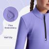imagebaleaf Girls Fleece Long Sleeve Shirts Fall Jacket Half Zip Sweatshirts Horse Riding Camping Thermal Coat KidsApurple