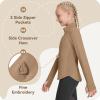imagebaleaf Girls Fleece Long Sleeve Shirts Fall Jacket Half Zip Sweatshirts Horse Riding Camping Thermal Coat KidsBbrown