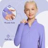 imagebaleaf Girls Fleece Long Sleeve Shirts Fall Jacket Half Zip Sweatshirts Horse Riding Camping Thermal Coat KidsBpurple