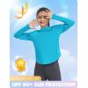imagebaleaf Girls Sun Shirt UPF50 UV Protection Long Sleeve Kids SPF Athletic Hoodie Rash Guard Tops ClothingAqua Blue