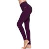 imagebaleaf Leggings for Women with Pockets Tummy Control Compression Workout Athletic Running High Waisted Yoga PantsDark Magenta