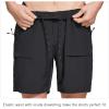 imagebaleaf Mens 7quot Casual Shorts for Summer Elastic Waist Quick Dry Lightweight Short with Cargo Hiking FishingBlack