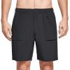 imagebaleaf Mens 7quot Casual Shorts for Summer Elastic Waist Quick Dry Lightweight Short with Cargo Hiking FishingBlack