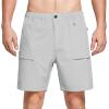 imagebaleaf Mens 7quot Casual Shorts for Summer Elastic Waist Quick Dry Lightweight Short with Cargo Hiking FishingGlacier Gray