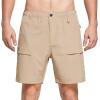 imagebaleaf Mens 7quot Casual Shorts for Summer Elastic Waist Quick Dry Lightweight Short with Cargo Hiking FishingKhaki