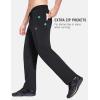 imagebaleaf Mens Fleece Lined Water Resistant Pants Winter Thermal Sweatpants with Zipper Pockets Warm Open BottomBlack