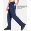 imagebaleaf Mens Fleece Lined Water Resistant Pants Winter Thermal Sweatpants with Zipper Pockets Warm Open BottomBlue
