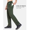 imagebaleaf Mens Fleece Lined Water Resistant Pants Winter Thermal Sweatpants with Zipper Pockets Warm Open BottomGreen