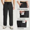 imagebaleaf Mens Hiking Convertible Pants Water Resistant Lightweight Quick Dry Cargo Elastic Waist Outdoor with Zip PocketsBlack