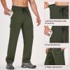 imagebaleaf Mens Hiking Pants Water Resistant Cargo Quick Dry Travel Elastic Waist with Zip Pockets UPF 50 for Work RunningDark Army Green