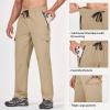 imagebaleaf Mens Hiking Pants Water Resistant Cargo Quick Dry Travel Elastic Waist with Zip Pockets UPF 50 for Work RunningTannin