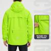 imagebaleaf Mens Rain Jacket Waterproof Running Cycling Windbreaker Golf Hiking Gear Hood Raincoat Packable ReflectiveFluorescent Green