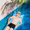 imagebaleaf Mens Square Leg Athletic Swim Jammers Durable Training Splice Team SwimsuitAqua Blue