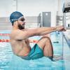 imagebaleaf Mens Square Leg Athletic Swim Jammers Durable Training Splice Team SwimsuitAqua Blue