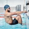 imagebaleaf Mens Square Leg Athletic Swim Jammers Durable Training Splice Team SwimsuitBlack