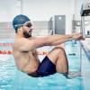 imagebaleaf Mens Square Leg Athletic Swim Jammers Durable Training Splice Team SwimsuitDark Blue