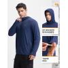 imagebaleaf Mens UPF 50 Full Zip Light Jacket Hooded Long Sleeve Cooling Shirt with Pocket Hiking Fishing Outdoor PerformanceNavy Blue