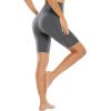 imagebaleaf Sweatleaf Womens Light Compression Biker Shorts 8quot High Waisted Yoga Gym Spandex Shorts Side PocketsGrey
