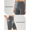 imagebaleaf Sweatleaf Womens Light Compression Biker Shorts 8quot High Waisted Yoga Gym Spandex Shorts Side PocketsGrey