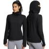 imagebaleaf Thermal Long Sleeve Women Shirts Winter Clothes Cowl Neck Warm Fleece Base Layer Tops with Balaclava and ThumbholesBlack