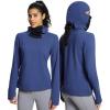 imagebaleaf Thermal Long Sleeve Women Shirts Winter Clothes Cowl Neck Warm Fleece Base Layer Tops with Balaclava and ThumbholesBlue