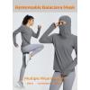 imagebaleaf Thermal Long Sleeve Women Shirts Winter Clothes Cowl Neck Warm Fleece Base Layer Tops with Balaclava and ThumbholesLight Grey