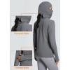 imagebaleaf Thermal Long Sleeve Women Shirts Winter Clothes Cowl Neck Warm Fleece Base Layer Tops with Balaclava and ThumbholesLight Grey