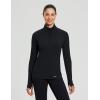 imagebaleaf Womens 14 Zip Fleece Pullover Thermal Long Sleeve Shirts Ski Base Layer Top Thumbholes Winter Cold WeatherBlack