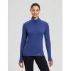 imagebaleaf Womens 14 Zip Fleece Pullover Thermal Long Sleeve Shirts Ski Base Layer Top Thumbholes Winter Cold WeatherBlue